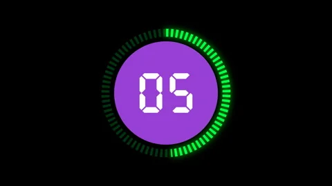 Digital Countdown Animation Displays 5 Second Stock Footage 311584502