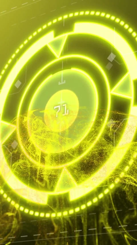 Digital countdown animation over glowing yellow circular interface Stock Footage 341956853