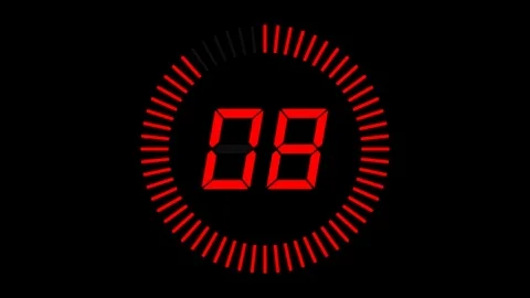 Digital countdown clock, 10 seconds with numbers and circle marking time, 60fps Stock Footage 91876959