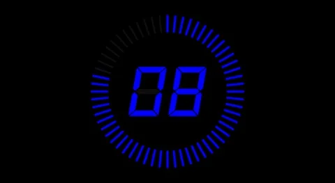 Digital countdown clock, 10 seconds with numbers and circle marking time, 30fps Video stock 128836844