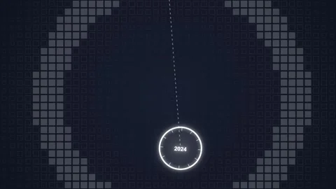 Digital Countdown Clock 2024 Futuristic Tech HUD Interface Circle Loading A.. Stock Footage 348572274