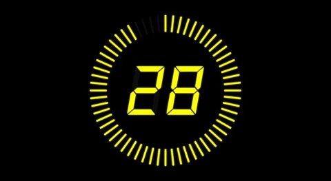 Digital countdown clock, 30 seconds with numbers and circle marking time, 30fps Vídeos de archivo 128837582