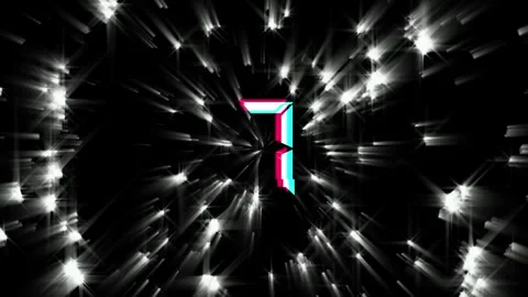 Digital countdown clock display featuring glitchy neon numerical typography Stockbeeldmateriaal 343501601