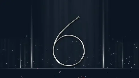 Digital countdown clock displaying sequential numbers with falling colorful Stock Footage 344239482