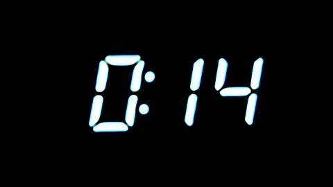 Digital Countdown Counting from 20 to 0 in Seconds on Black Background. Stockbeeldmateriaal 316765441