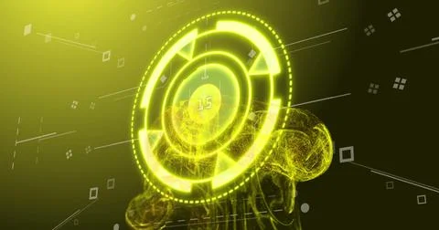 Digital countdown image over glowing yellow circular interface 스톡 일러스트