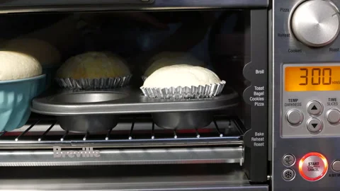 Digital Countdown on Oven While Baking Cupcakes Stock Footage 315095794