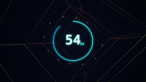 Digital Countdown Timer from 60 to 1 with Futuristic Neon HUD Elements and .. Stock Footage 337482441