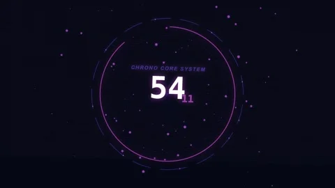 Digital Countdown Timer from 60 to 1 with Futuristic UI and Neon Glow on Da.. Stock Footage 337482453