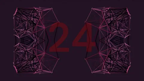 Digital Countdown Timer with Abstract Geometric Network, Technology 스톡 동영상 341400333