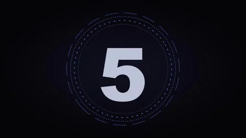 Digital countdown timer animation with futuristic HUD circles Stock Footage 345012798