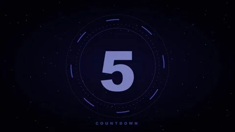 Digital countdown timer animation with futuristic interface in 4K Stock Footage 345012842