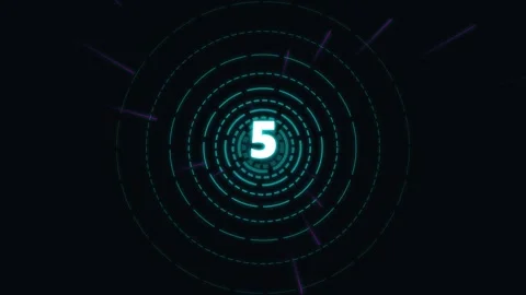 Digital countdown timer animation with futuristic circles Stock Footage 345013191