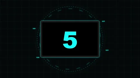 Digital countdown timer animation with futuristic HUD elements Stock Footage 345344787