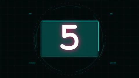 Digital countdown timer animation with HUD elements Stock Footage 345344546