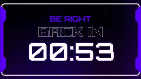 Digital Countdown Timer with Be Right Back Text Overlay Stockbeeldmateriaal 337775941