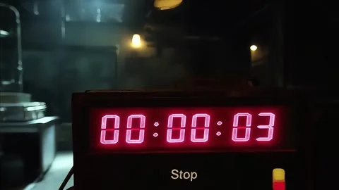 Digital Countdown Timer in Dark Room - 3 Seconds - 4K Video stock 285837002