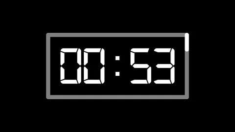 Digital countdown timer display on black background showing sixty seconds t.. Stock Footage 338253409