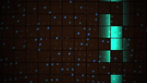 Digital Countdown Timer Display with Glowing Cyan Pixels on Dark Grid Backg.. Stock Footage 341804995