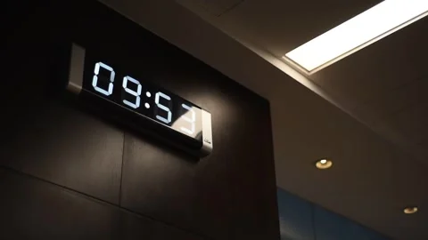 Digital Countdown Timer Display In Modern Office Space Stock Footage 333577559
