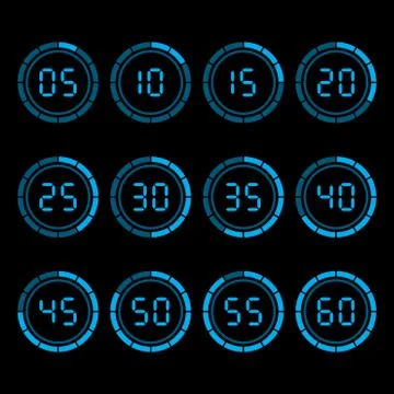 Digital countdown timer with five minutes interval. Stock-Illustration