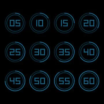 Digital countdown timer with five minutes interval. Stock-Illustration