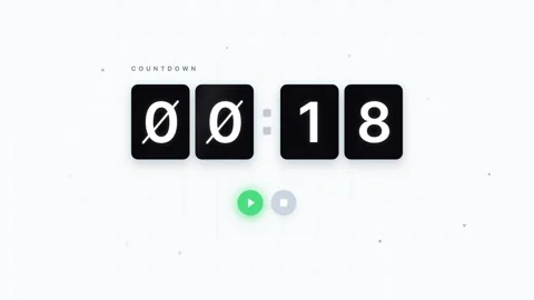 Digital Countdown Timer with Flipping Numbers on a White Background Stock Footage 336617897