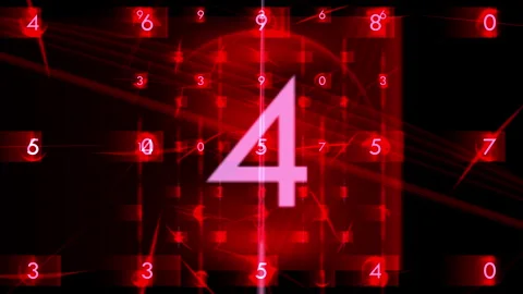 Digital Countdown Timer With Floating Numbers, Abstract Technology Background Stock Footage 332671271