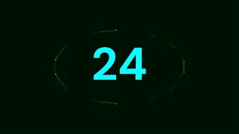 Digital countdown timer with glowing blue number 30 to 0 on a dark background 스톡 동영상 341400328