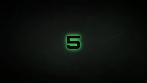Digital Countdown Timer with Glowing Green Numbers on Dark Abstract Stock Footage 340022227