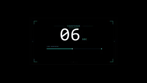 Digital countdown timer with glowing progress bar, futuristic HUD interface, Stock Footage 346737221