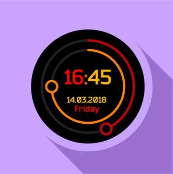 Digital countdown timer icon, flat style Stock Illustration