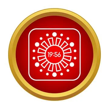 Digital countdown timer icon with sunburst design Stock Illustration