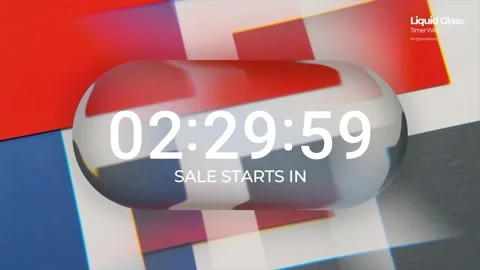 Digital Countdown Timer Liquid Glass Stock After Effects