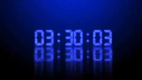 Digital countdown timer or clock of led electronic digits and reflection Stock Illustration