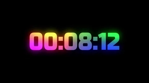 Digital countdown timer in rainbow colors on black background Stock Footage 333374278