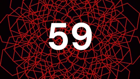Digital Countdown Timer with Red Geometric Network Background, 60 seconds to 0 스톡 동영상 341299095
