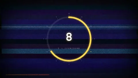 Digital Countdown Timer with Retro VHS Glitch Effect and Analog Static Noise Stock Footage 345754664