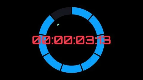 Digital countdown timer showing three seconds remaining Stock Illustration