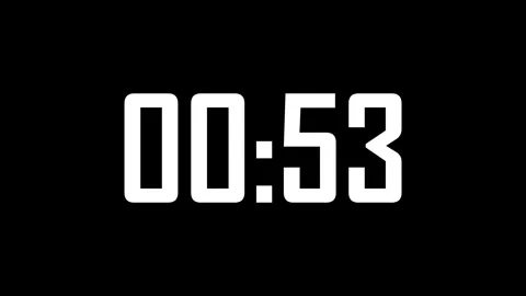 Digital countdown timer showing time elapsed from zero to one minute, stark.. Stock Footage 329145157