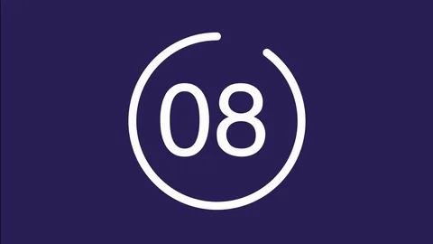 Digital countdown timer in white circle for 10 seconds on purple background. Stock Footage 114627912