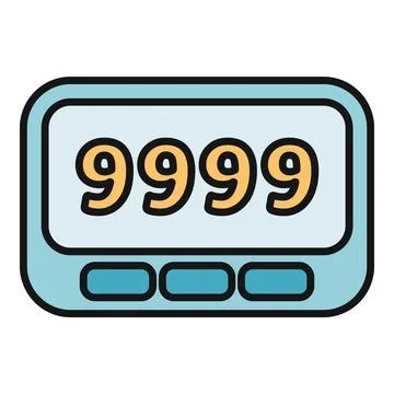 Digital counter showing maximum value 9999 Stock Illustration