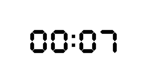 Digital countup clock timer in zero second to 1 minute white Stock Footage 311582593