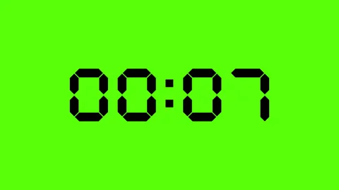 Digital countup clock timer in zero second to 1 minute green Stock Footage 311583742