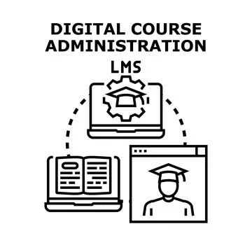 Digital course administration learning management system online education Stock Illustration