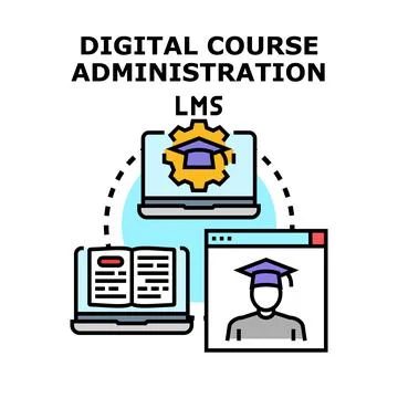 Digital course administration learning management system online education Stock Illustration