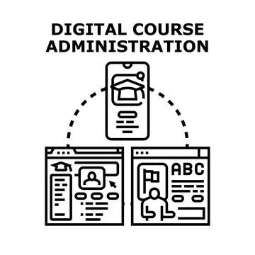 Digital course administration management on an e learning platform Stock Illustration