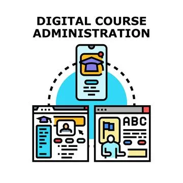Digital course administration management on an e learning platform イラスト素材