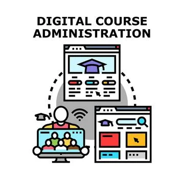 Digital course administration managing online education platform Stock Illustration