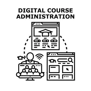 Digital course administration managing online education platform Stock Illustration